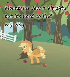 Size: 521x572 | Tagged: safe, edit, edited screencap, screencap, applejack, applebuck season, g4, apple, derp, drunk, drunk aj, female, googly eyes, insane pony thread, solo, tumblr