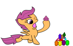 Size: 600x375 | Tagged: safe, artist:youwillneverkno, scootaloo, pegasus, pony, g4, female, filly, foal, gem, simple background, solo, transparent background