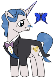 Size: 450x640 | Tagged: safe, artist:youwillneverkno, fancypants, butterfly, pony, unicorn, g4, male, simple background, solo, stallion, transparent background