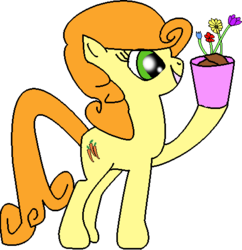 Size: 468x484 | Tagged: safe, artist:youwillneverkno, carrot top, golden harvest, earth pony, pony, g4, female, flower, hoof hold, mare, simple background, solo, transparent background