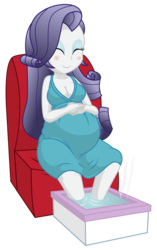 Size: 6600x10500 | Tagged: safe, artist:xniclord789x, rarity, human, equestria girls, g4, absurd resolution, belly, big belly, blushing, chair, cleavage, eyes closed, female, pregnant, simple background, sitting, smiling, solo, transparent background, vector, water