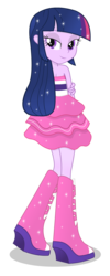 Size: 833x2083 | Tagged: safe, artist:negasun, twilight sparkle, equestria girls, g4, bedroom eyes, boots, clothes, dress, fall formal outfits, female, high heel boots, solo, sparkles, twilight ball dress