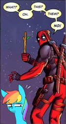 Size: 382x711 | Tagged: safe, rainbow dash, g4, deadpool, groot