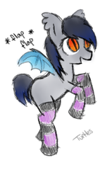 Size: 448x704 | Tagged: safe, artist:turtles, oc, oc only, bat pony, pony, clothes, solo, stockings