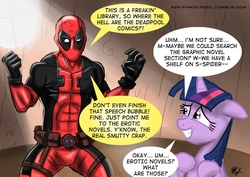 Size: 1280x905 | Tagged: safe, twilight sparkle, g4, ask-pinkie-pool, crossover, deadpool