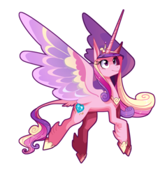 Size: 1984x2079 | Tagged: safe, artist:frogbians, princess cadance, alicorn, classical unicorn, pony, unicorn, g4, cloven hooves, female, floating, hoof shoes, horn, jewelry, leg fluff, leonine tail, long horn, mare, simple background, solo, spread wings, transparent background, unshorn fetlocks, wings