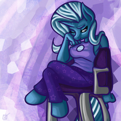Size: 894x894 | Tagged: safe, artist:fauxsquared, trixie, anthro, g4, female, solo, wink