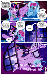 Size: 900x1392 | Tagged: safe, artist:pixelkitties, trixie, twilight sparkle, alicorn, pony, g4, comic, female, game of thrones, lesbian, mare, ship:twixie, shipping, singing, sleep mask, twilight sparkle (alicorn)