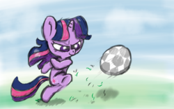 Size: 1024x640 | Tagged: dead source, safe, artist:dambitail, twilight sparkle, pony, g4, bipedal, female, football, solo