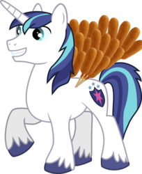 Size: 6000x7343 | Tagged: safe, edit, shining armor, alicorn, pony, g4, absurd resolution, alicorndog, corndog, male, pun, simple background, solo, transparent background, vector