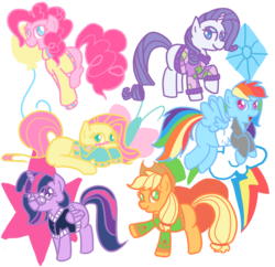 Size: 1000x969 | Tagged: safe, artist:kkshorty45, applejack, fluttershy, pinkie pie, rainbow dash, rarity, twilight sparkle, alicorn, pony, g4, clothes, female, mane six, mare, sweater, sweatershy, twilight sparkle (alicorn)