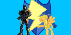 Size: 1080x532 | Tagged: safe, flash sentry, g4, armor, cutie mark, halo (series), royal guard, spartan