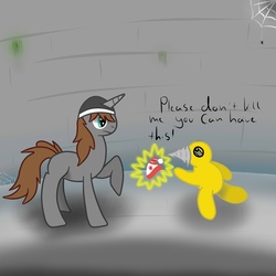 Size: 4000x4000 | Tagged: safe, artist:minecrafterfield, oc, oc only, pony, unicorn, canada, diggle, dungeons of dredmor, hat