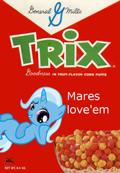 Size: 498x720 | Tagged: safe, edit, trixie, pony, unicorn, g4, cereal, female, filly, mare, pun, solo, trix, younger