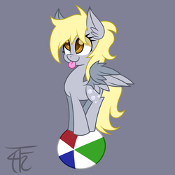 Size: 1000x1000 | Tagged: dead source, safe, artist:php92, derpy hooves, pegasus, pony, g4, ball, beach ball, cute, derpabetes, female, mare, solo, tongue out