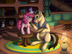 Size: 1600x1200 | Tagged: safe, artist:shrineheart, pinkie pie, oc, g4, doll, painting