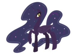 Size: 1280x938 | Tagged: safe, artist:inlucidreverie, oc, oc only, oc:lacunae, alicorn, pony, fallout equestria, fallout equestria: project horizons, alicorn oc, artificial alicorn, fanfic art, female, hooves, horn, lineless, mare, purple alicorn (fo:e), raised hoof, simple background, solo, transparent background, wings