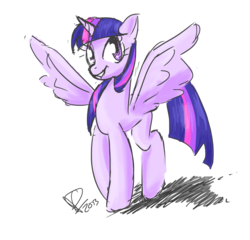 Size: 1890x1817 | Tagged: safe, artist:thespengineer, twilight sparkle, alicorn, pony, g4, cute, female, grin, looking at you, mare, simple background, smiling, solo, spread wings, transparent background, twilight sparkle (alicorn)