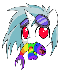 Size: 2848x3062 | Tagged: safe, artist:prozenconns, dj pon-3, vinyl scratch, fish, g4, :3, behaving like a cat, female, head, mouth hold, simple background, solo, transparent background