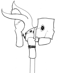 Size: 627x750 | Tagged: safe, artist:gingeralesy, pony, faust, guilty gear, monochrome, ponified, solo
