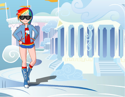 Size: 900x700 | Tagged: safe, artist:fluttershyfan2, rainbow dash, human, g4, female, humanized, solo, sunglasses