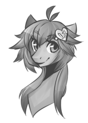 Size: 500x700 | Tagged: safe, artist:mscootaloo, oc, oc only, oc:unie, bust, commission, monochrome, simple background, sketch, solo, transparent background