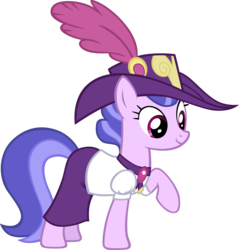 Size: 4000x4176 | Tagged: safe, artist:m99moron, sea swirl, seafoam, pony, g4, alternate hairstyle, background pony, clothes, dress, feathered hat, female, hat, mare, outfit catalog, raised hoof, simple background, skirt, solo, transparent background, vector
