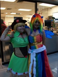 Size: 1280x1707 | Tagged: safe, applejack, rainbow dash, human, g4, cosplay, irl, irl human, photo