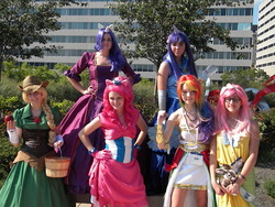 Size: 1280x960 | Tagged: safe, applejack, fluttershy, pinkie pie, rainbow dash, rarity, twilight sparkle, human, g4, cosplay, irl, irl human, photo