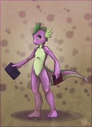 Size: 700x960 | Tagged: dead source, safe, artist:cosmicunicorn, spike, dragon, anthro, g4, book, male, solo