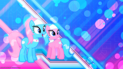 Size: 2560x1440 | Tagged: safe, artist:game-beatx14, artist:pdpie, aloe, lotus blossom, g4, spa twins, wallpaper