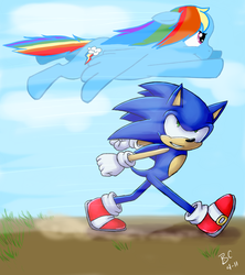 Size: 800x900 | Tagged: safe, artist:blue-chica, rainbow dash, g4, crossover, male, sonic the hedgehog, sonic the hedgehog (series)