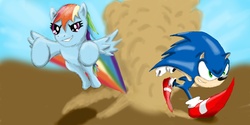 Size: 2880x1440 | Tagged: safe, artist:juug, rainbow dash, g4, crossover, male, sonic the hedgehog, sonic the hedgehog (series)