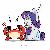 Size: 500x500 | Tagged: safe, artist:php56, rarity, crab, pony, unicorn, g4, :<, ><, animated, eyes closed, female, fork, knife, open mouth, rarity fighting a giant crab, simple background, white background