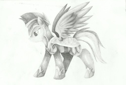 Size: 1000x676 | Tagged: safe, artist:espeonbird, rainbow dash, g4, armor, female, solo, traditional art