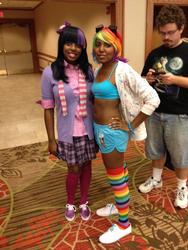 Size: 1983x2644 | Tagged: safe, rainbow dash, twilight sparkle, human, g4, cosplay, irl, irl human, photo