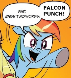 Size: 334x366 | Tagged: safe, applejack, rainbow dash, g4, captain falcon, exploitable meme, f-zero, falcon punch, meme, super smash bros., two words meme