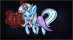 Size: 1112x612 | Tagged: safe, artist:flarities, trixie, pony, unicorn, g4, book, female, mare, solo