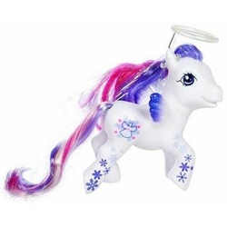 Size: 300x300 | Tagged: safe, snow'el ii, pegasus, pony, g3, official, colored wings, female, gradient wings, halo, mare, simple background, solo, stock image, toy, white background, wings