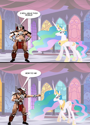 Size: 719x1001 | Tagged: safe, princess celestia, g4, mortal kombat, shao kahn