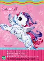Size: 577x800 | Tagged: safe, photographer:breyer600, snow'el ii, pegasus, pony, g3, backcard, colored wings, female, flying, gradient wings, mare, text, toy, wings