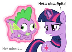 Size: 2436x1772 | Tagged: safe, artist:bristlestream, spike, twilight sparkle, g4