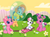 Size: 476x349 | Tagged: safe, screencap, cheerilee (g3), pinkie pie (g3), rainbow dash (g3), scootaloo (g3), sweetie belle (g3), g3, g4, newborn cuties, once upon a my little pony time, over two rainbows, bubble, clothes, diaper, g3.75, magic, mud, rainbow dash always dresses in style, scarf