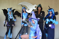 Size: 1280x853 | Tagged: artist needed, source needed, safe, artist:sarahn29, nightmare moon, trixie, human, g4, acen, convention, cosplay, group photo, irl, irl human, photo