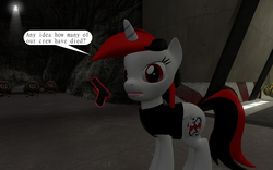 Size: 960x600 | Tagged: safe, artist:pinkie diane roosevelt phd, oc, oc only, oc:blackjack, houndeye, fallout equestria, fallout equestria: project horizons, 3d, black mesa, glock 17, gmod, gun, half-life, security officer