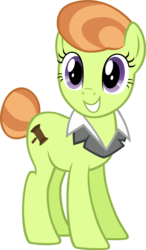 Size: 3000x5154 | Tagged: safe, artist:m99moron, lady justice, swift justice, earth pony, pony, g4, background pony, cute, female, high res, mare, simple background, smiling, solo, suit collar, tail bun, transparent background, vector
