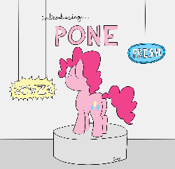 Size: 1644x1588 | Tagged: safe, artist:rapidstrike, pinkie pie, earth pony, pony, g4, advertisement, animated, female, golly, pone, rotating, solo, spinning, turnaround