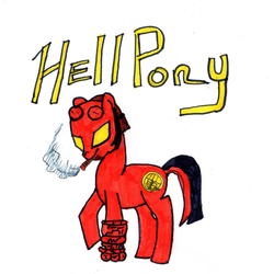 Size: 1904x1904 | Tagged: safe, artist:hellboyfan, pony, hellboy, ponified, solo