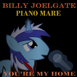 Size: 900x900 | Tagged: safe, artist:colgate2, minuette, pony, unicorn, g4, album, album cover, billy joel, cover, crest (r63), magic, microphone, parody, piano man, ponified, ponified album cover, rule 63, solo, telekinesis