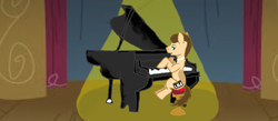 Size: 965x419 | Tagged: safe, artist:timelord909, earth pony, pony, billy joel, musical instrument, piano, ponified, solo, spotlight